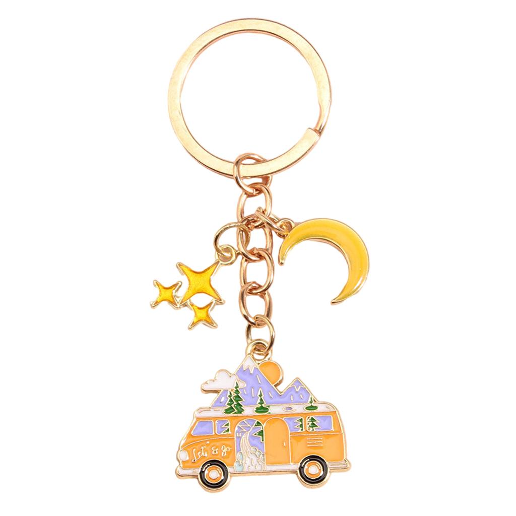 2Pcs Camping Keychain Set Colorful Motorhome Keyrings Stylish Bag Pendant Key Pendant Suitable for Travel Enthusiasts