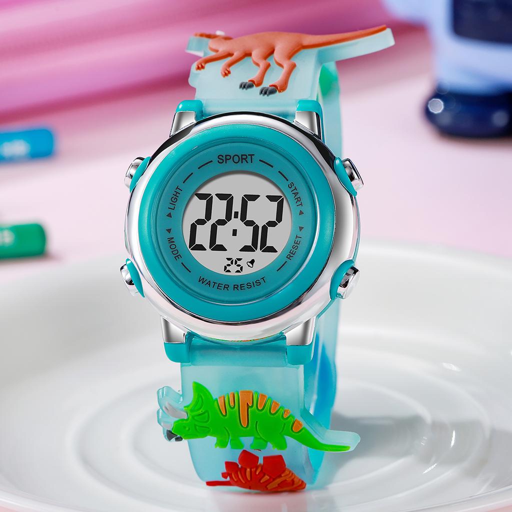 New Fashion Simple 3D Dinosaur Silicone Strap Electronic Display Quartz Watch Student Style Graduation Season