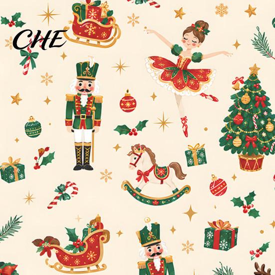 Quick Home Renovation Stickers Christmas Nutcracker Self-Adhesive Wall Stickers, Thick PVC Wallpaper with Ballerina, Xmas Tree & Theme Covering