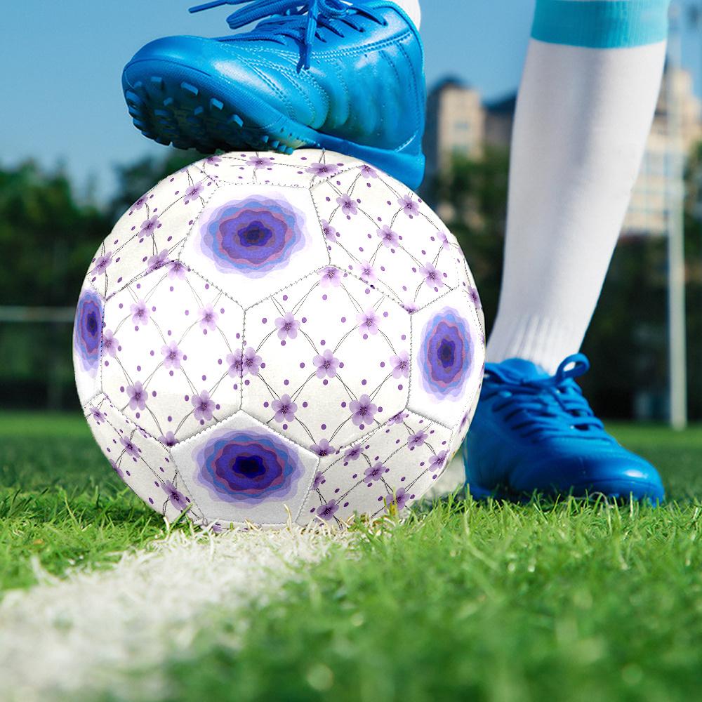 1PC Purple Floral Abstract Colorful Soccer Ball Size 5 Football Machine Sewn Indoor/Outdoor Universal Football A70