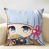 Kamisato Ayaka Cute Genshin Cushion Cover Natural Linen Organic Fabric DoubleSided Printing Room Sofa Decor Pillow Case