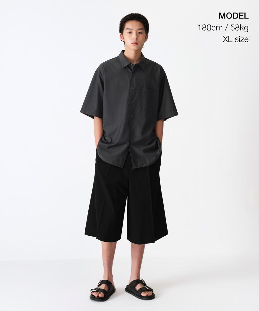 MUSINSA STANDARD Relaxed Wool-Like Short Sleeve Shirt [Charcoal Gray]