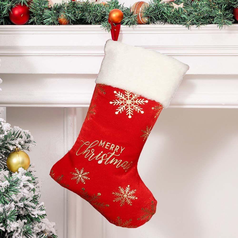 Embroidered Personalized Christmas Stocking Large Capacity Christmas Gift Bag Navidad
