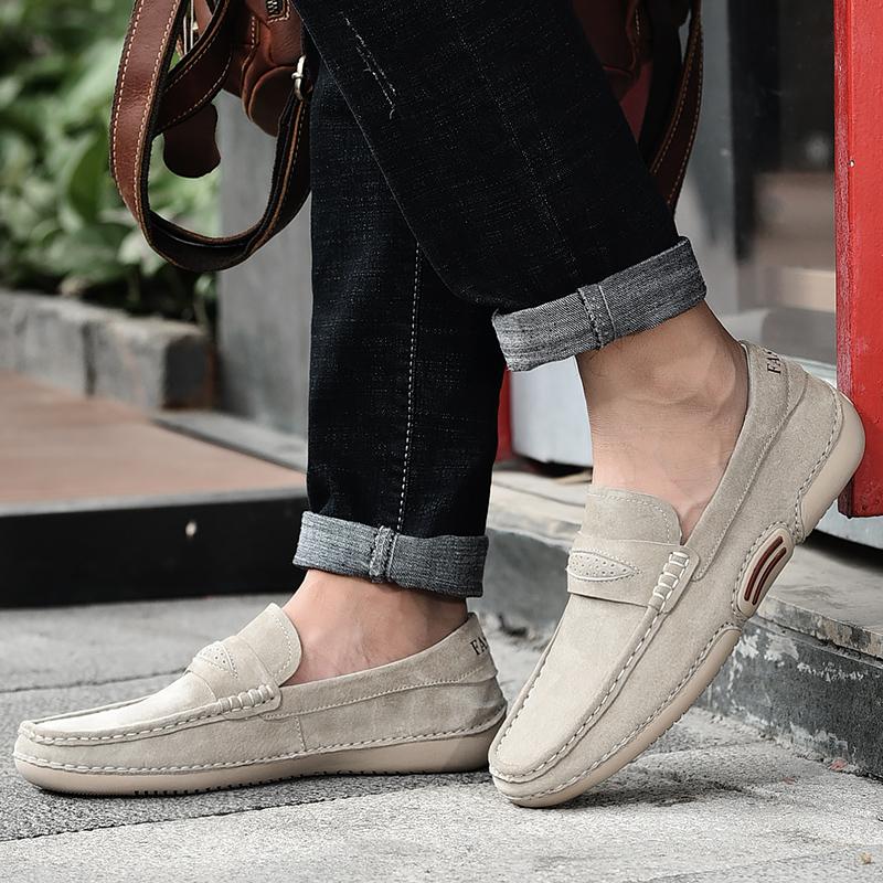 Мужская обувь из натуральной кожи больших размеров, лоферы, повседневная обувь из коровьей замши, мужские удобные мокасины, мужская обувь на плоской подошве
