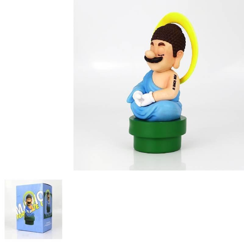 Cross-border Lucky Mario Handheld Ornaments Super Mario Anime Handheld Buddha Mario Desktop Ornaments Pvc Color Box