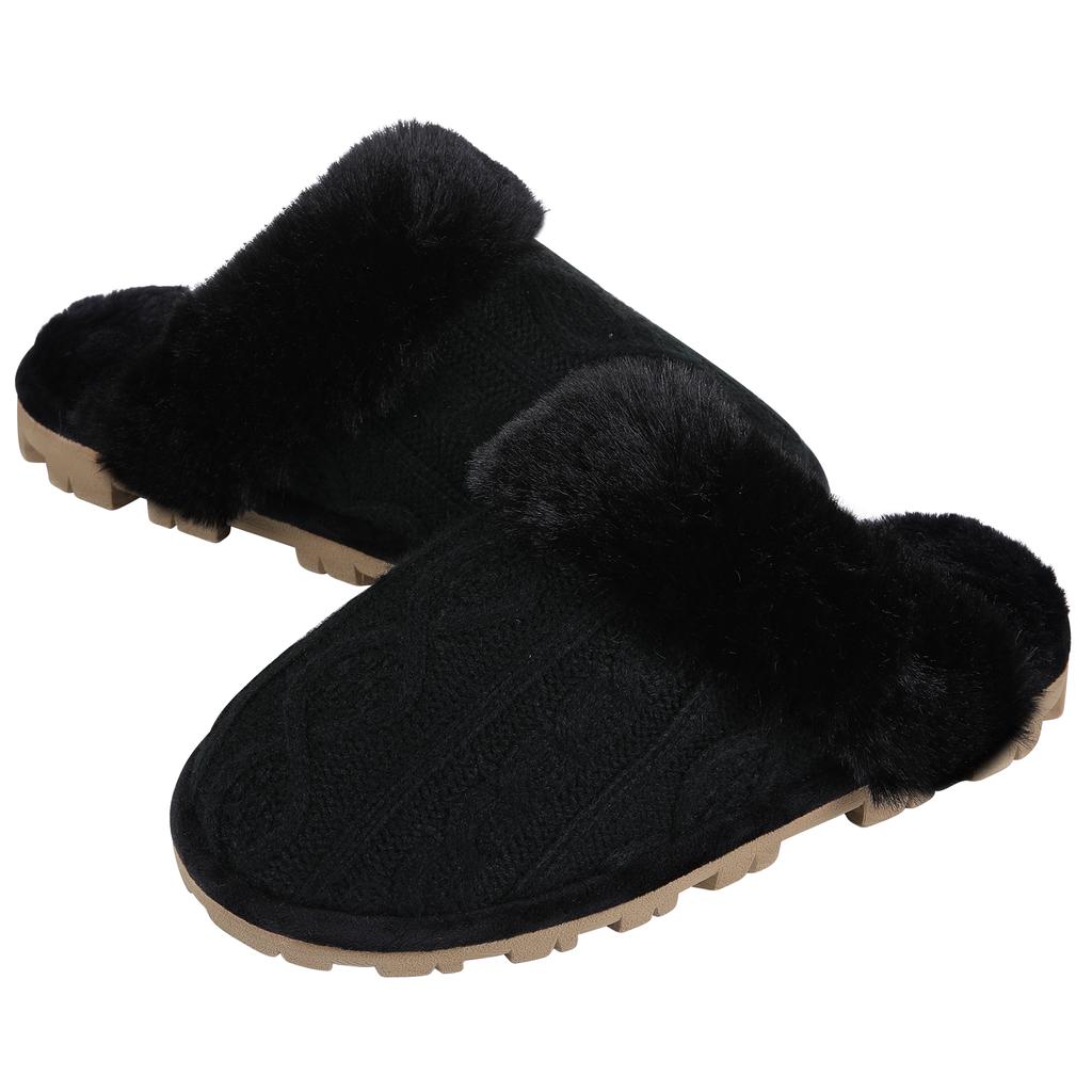 Comwarm Warm Cotton Slippers For Women Men Autumn And Winter Flats Soft Non-slip Fluffy Slippers Design Slides Indoor House Shoe