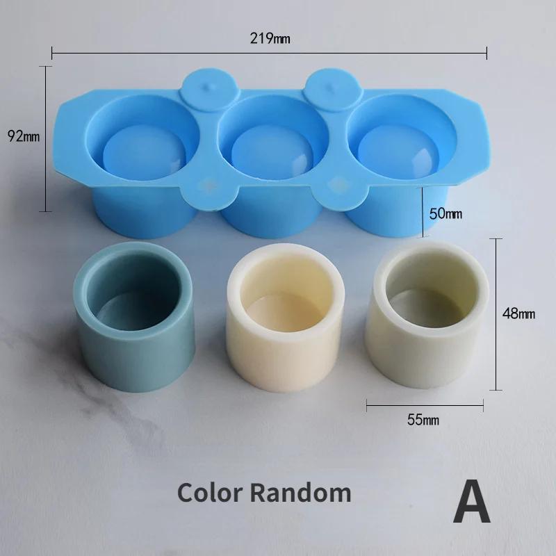 Круглый бетонный цветочный горшок с 3 отверстиями, ваза, силиконовая форма, гипсовая бетонная форма для суккулентов, цветочного горшка, DIY декор для ароматерапевтической свечи
