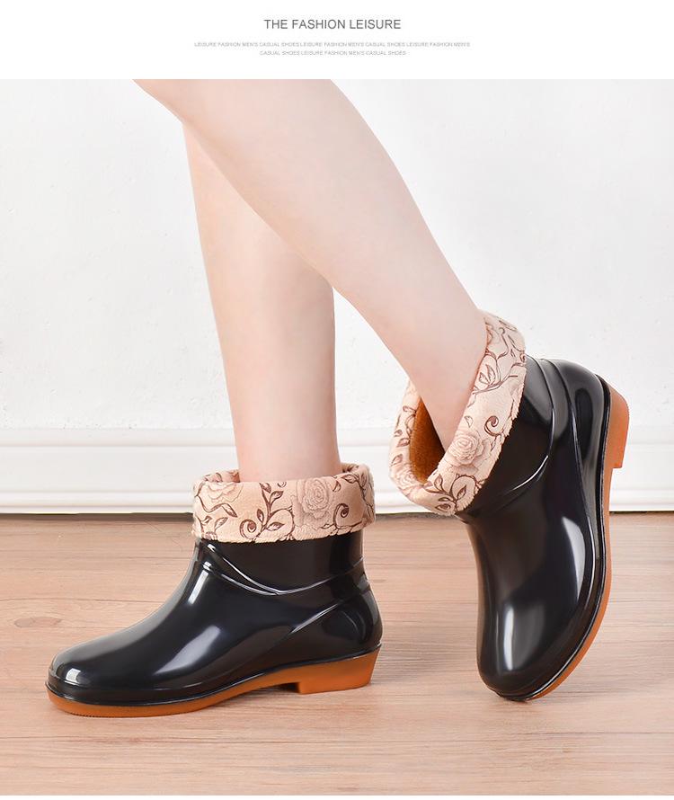 Women's Khaki Low-Cut Non-Slip Waterproof Rain Boots for Spring and Autumn