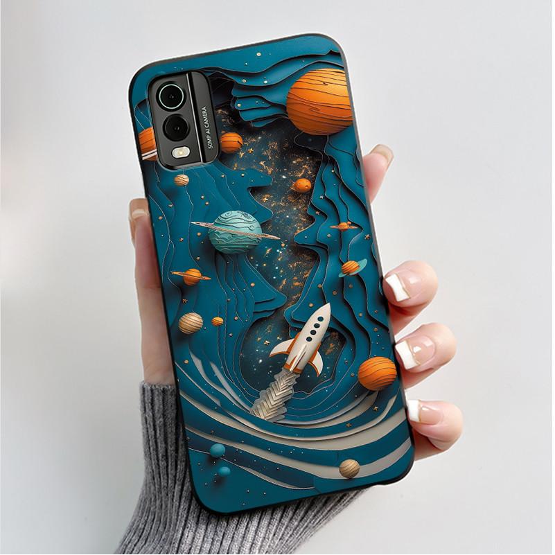For Nokia C32 C22 4G 2023 Case Black Soft Silicone TPU Luxury Fashion Flower Butterfly Phone Casing For Nokia C32 C22 Back Cover