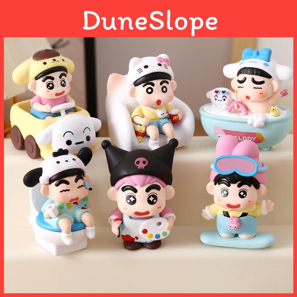 Набор из 6 шт. фигурок Crayon Shin Chan, изображающих сцены купания и вождения, для коллекционеров и детей