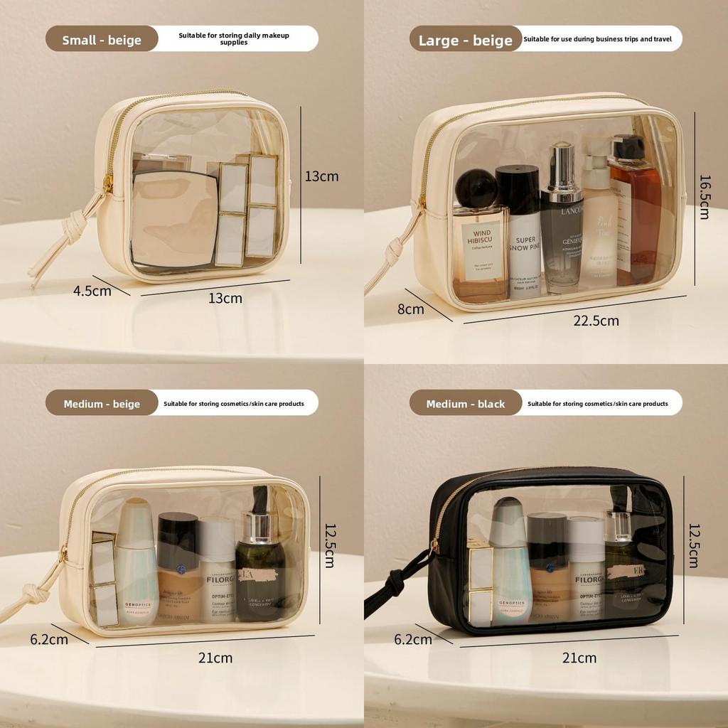 Transparent Pvc Toiletry Case With Handheld Handle For Travel And Cosmetic Storage In Compact Size