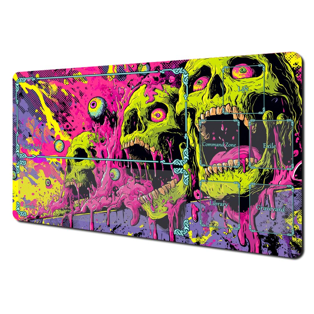 Neonstyle Horror Skull Magic Card Battle Mat Mtg Playmat Antislip Base 35x60cm Gathering Gaming Mats Board Game Mat For Tcg