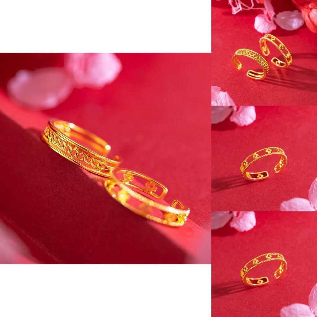 Chic And Unique Adjustable Open Ring With Interlocking Design In Brass Gold Plating For Women