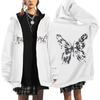 Dark Style Sweatshirt Ladies Hoodie Goth Couple Butterfly Skull Harajuku Large Size Zip Sweater