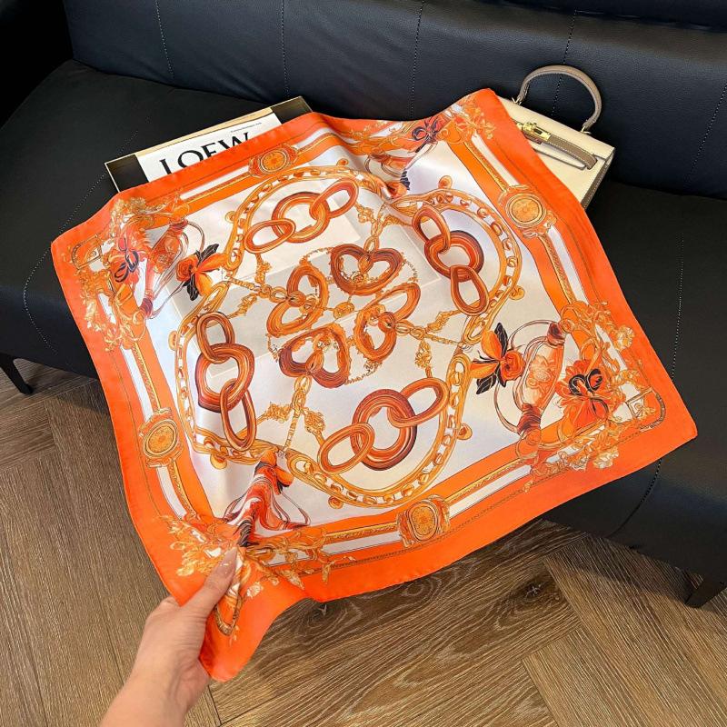 New Korean version of versatile printed decorative silk scarf, Chinese style temperament, elegant streamer, hair tie, bag, small scarf