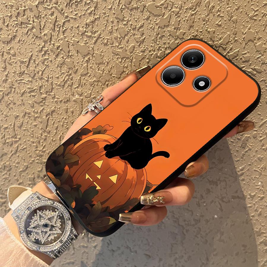 Чехол для Xiaomi Redmi Note 9 10 11 12 Pro 11s 9S 13 14 Pro Plus 7 8 10S 12s Черный Мягкий Чехол для Телефона Тыква Паук