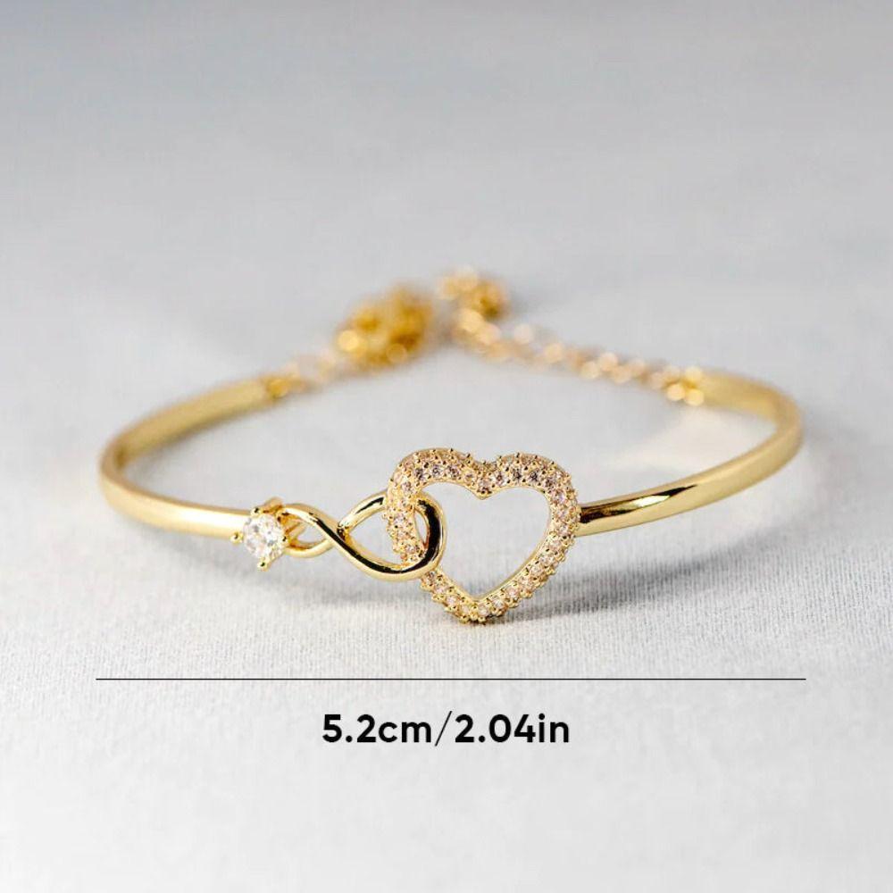 Hollow Hollow Love Heart Bangles Copper Women's Jewelry Fashion Love Heart Open Bangles