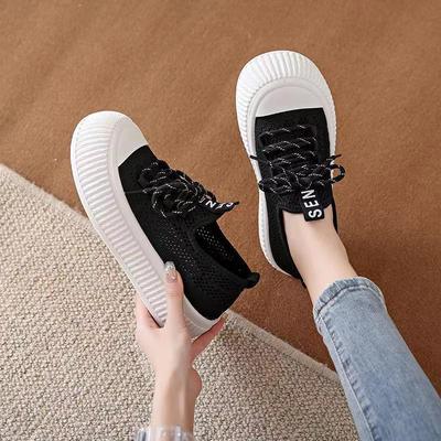 Женские парусиновые туфли на толстой подошве, летние новые женские туфли на шнуровке, дышащие, повседневные, модные, увеличивающие рост, туфли в форме печенья