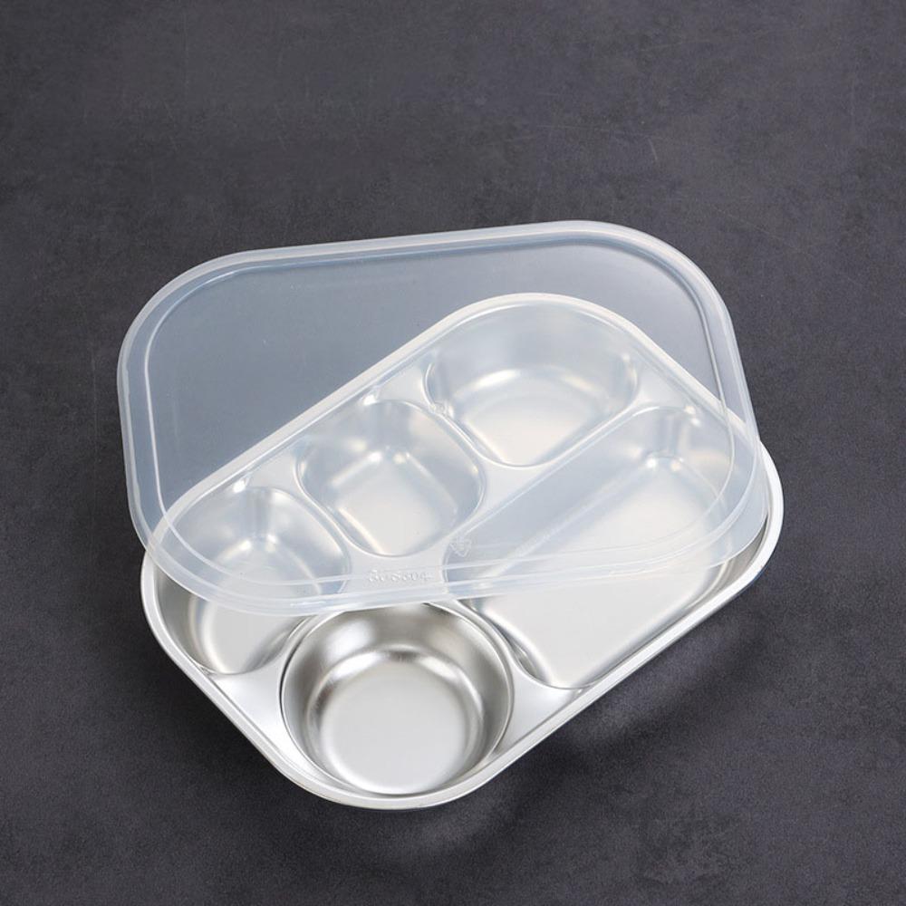 Поднос для школьной еды с 4/5 отделениями, нержавеющая сталь 304, тарелка для школьной столовой