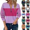 Women Casual Long Sleeve Basic Quarter Zipper Color Blocking Pullover Sweatshirts Casual Top Fall Clothes