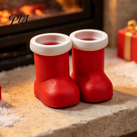 Holiday Desktop Decorations Christmas Theme Ornaments, Santa Hats/Boots/Gloves Decorative PLA Figures, Atmosphere Tabletop Ornaments 3D Printed Crafts