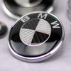 Logo Bmw For Real Carbon Fiber Black Silver 74mm Hood Trunk Badge Emblem