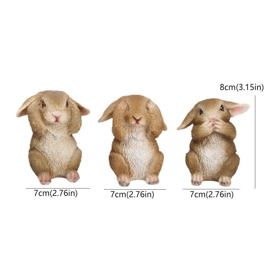 3 шт./набор из смолы, фигурка пасхального кролика, милый кролик, настольное украшение, скульптура кролика, фермерский двор