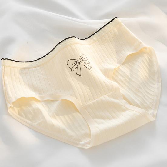 Women Underpants Mid Waist Cartoon Print Japanese Style Butt-lifted Good Breathability Elastic