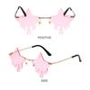 Shape Cosplay Halloween Pentagram Glasses Sun Glasses Pentagram Droplet Shape Rimless Sunglasses