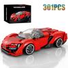 301PCS Red Sports Car Building Block Creative City Vehicle Classic Car Model Bricks Desktop Display Toys For Kids Holiday Gifts