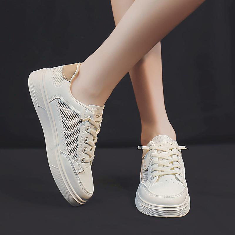 Женские белые туфли, новые летние сетчатые туфли, женские дышащие универсальные туфли с толстой подошвой, увеличенные удобные туфли для доски Tide