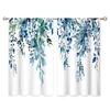 Teal Botanical Eucalyptus Leaves Window Curtains 27.5 x 39 Inches   Light Filtering Privacy Privacy Drape for Kitchen Bathroom Bedroom Farmhouse