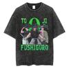 Anime Jujutsu Kaisen Print T Shirt Men Summer Zenin Maki Streetwear Tshirt Oversized Vintage Washed Short Sleeve Casual Tshirt