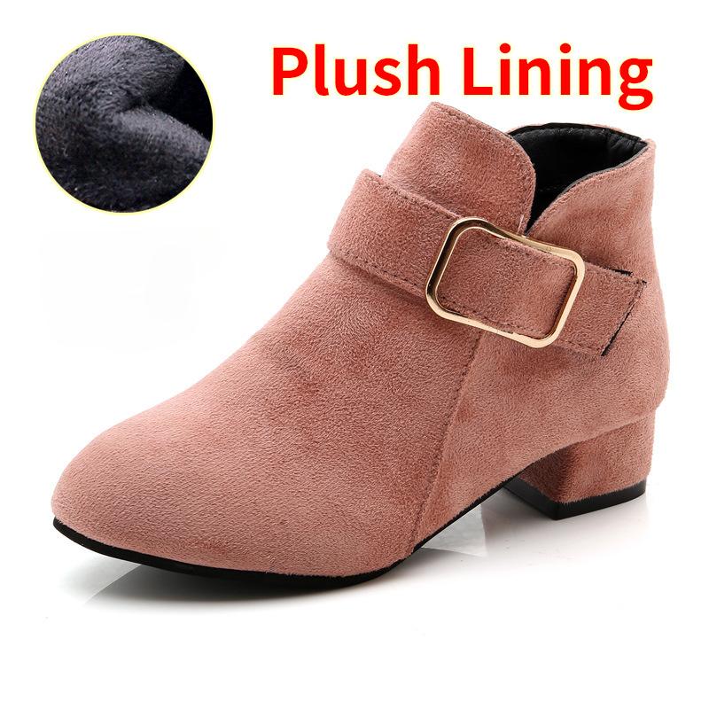 Girls and Ankle Boots Autumn and Winter New Children's Cotton Boots Girls High Heel Princess Shoes Medium and Older Children's Parent-child Boots