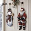 Holiday Atmosphere Decorations Vintage Christmas Door Welcome Sign, Rustic Santa Claus Snowman Wooden Gift for Family Wreath, Farmhouse Decorative