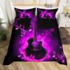 Music Guitar Duvet Cover King Queen Black White and Grey Graffiti Bedding Set Musical Notes Comforter Cover Musical Quilt Cover
