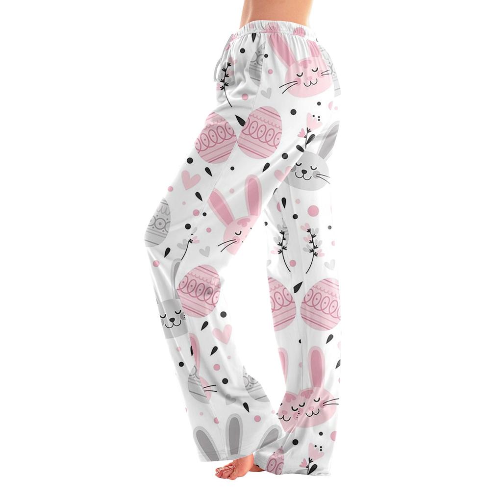 Женские пижамные штаны, одежда для сна, повседневные брюки с эластичной резинкой на талии, удобные прямые свободные брюки для йоги