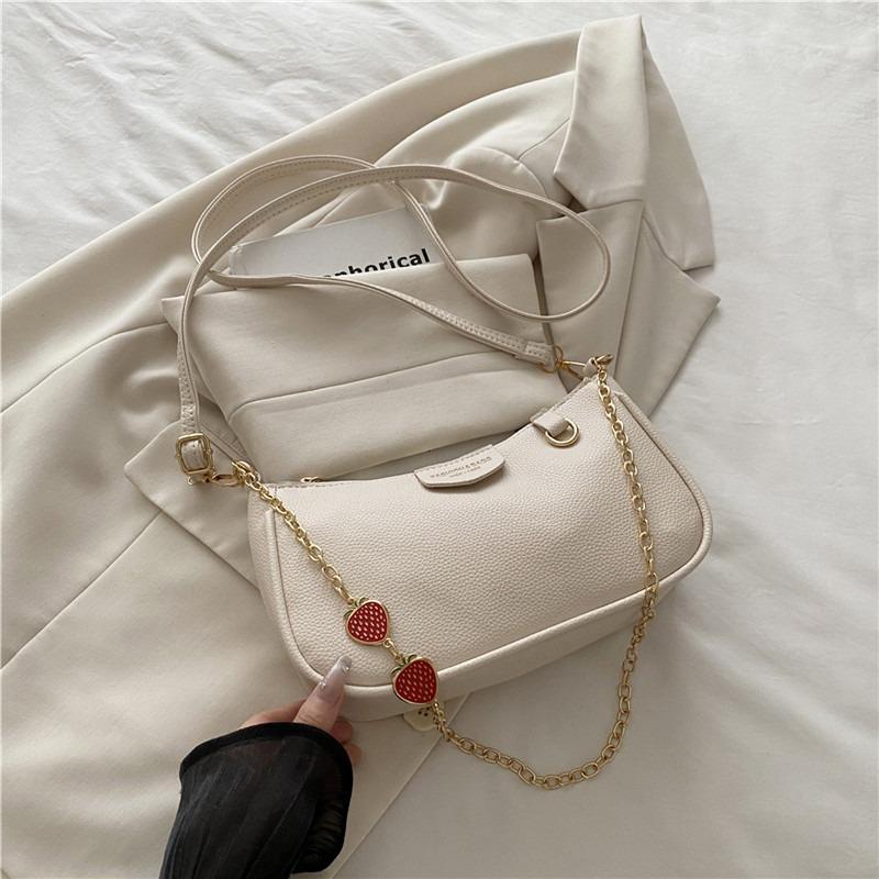 Retro Casual Underarm Bag Women's Summer New Fashion Chain Lychee Pattern Small Square Bag Shoulder Bag