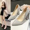 2025 New Fashion Women's Shoes Pu Thick Heel Fashion High Heels Size 34-43 Work Occupation