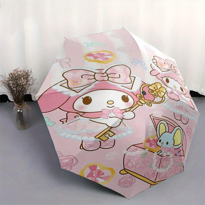 Beautiful My Melody Automatic 3-Fold Umbrella Design, Cute Cartoon Pattern, Portable Outdoor Umbrella, Perfect, Holiday Gift for Disney fans.Y007