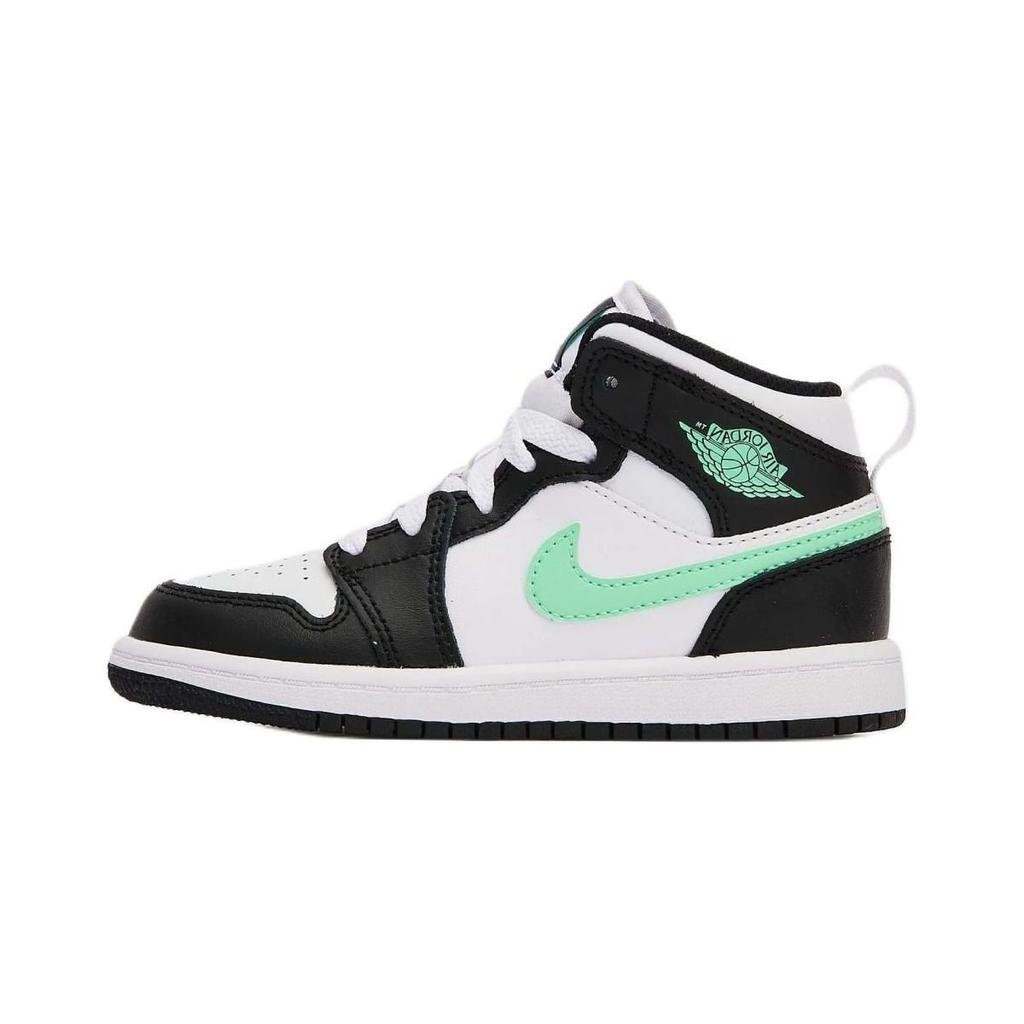Детские кроссовки Air Jordan 1 Mid PS Green Glow Black White DQ8424-103