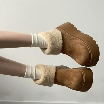 Зимние массивные ботинки на платформе с толстой подошвой для женщин, модные, теплые, хлопковые короткие ботильоны, обувь Zapatos Mujer