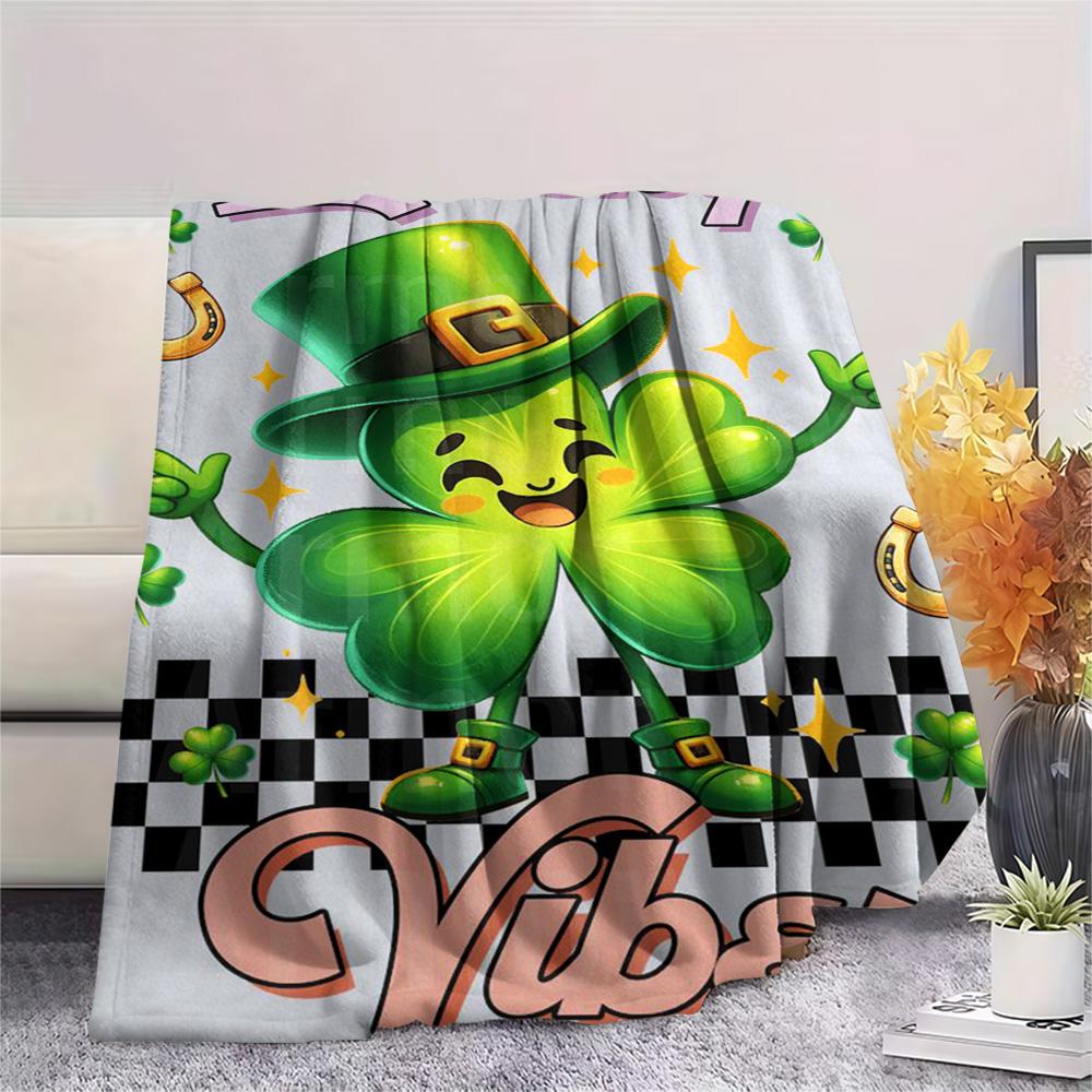 1PC Leprechaun poster Print FlAannel Blanket, High quality Comfortable for All Seasons, Home Decor, Warmth and Comfort