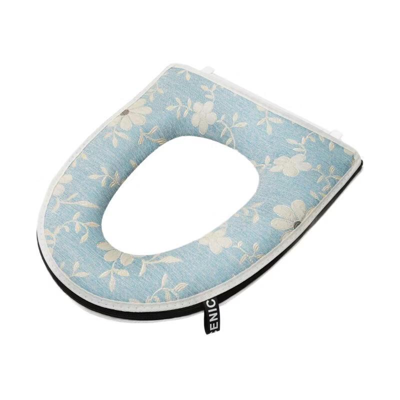 Floral Green Cotton Linen Toilet Seat Cover