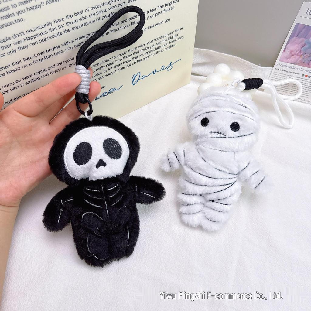 Creative Mummy Plush Toy Skull Charm - Halloween Backpack Keychain Gift