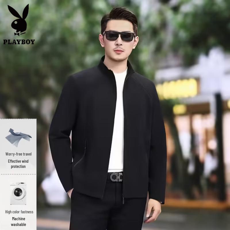 Playboy Men's Spring/Autumn Business Windproof Stand-Collar Jacket