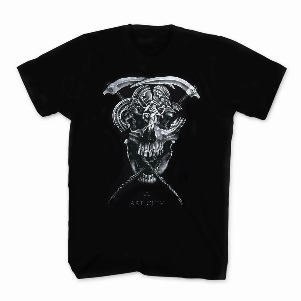 Футболка Farrar Reaper Jet Black Tattoo Skull 100% хлопок с круглым вырезом летняя с коротким рукавом повседневная мужская футболка размер S-3XL