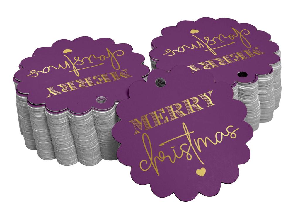 Inkdotpot Real Gold Foil Merry Christmas Tags Favor Hang Paper Tags 100