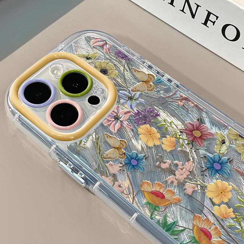 Букет в стиле ретро во весь экран для чехла для мобильного телефона IPhone16pro для Apple 15pro Кремовая перьевая пряжа 15 Ультратонкий