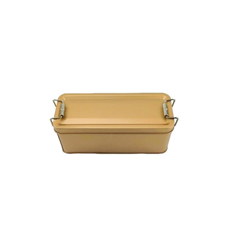 New Metal Rectangular Iron Box with Lid Storage Box Cake Packaging Box Durable Old-fashioned Buckle Iron Box